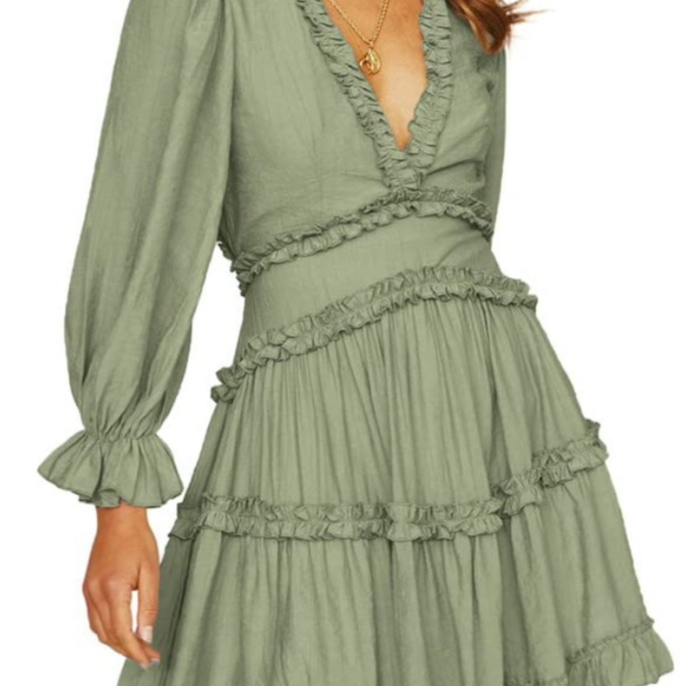 Amazon Sage Long Sleeve Ruffle Dress